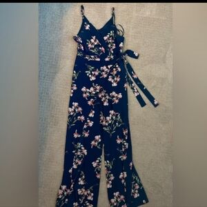 ❣️Trac❣️ NWOT Navy Floral 💐Jumpsuit Sz M